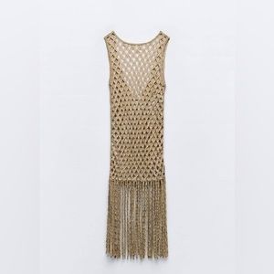 MESH DRESS WITH FRINGE